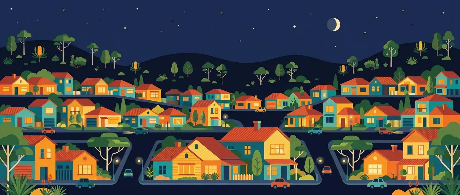 Australian suburban cityscape illustration